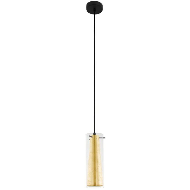 Eglo - Lampadario a Sospensione Contemporaneo Pinto Gold Acciaio Nero Vetro 1 Luce E27