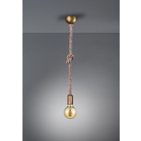 Sospensione Rope Corda Ottone Invecchiato H150 cm Ø12 cm Trio Lighting