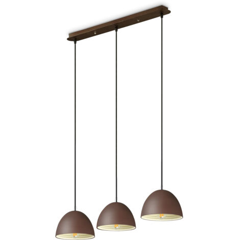 Sospensione Rustica-Country Folk Metallo Corten Ruggine 3 Luci E27
