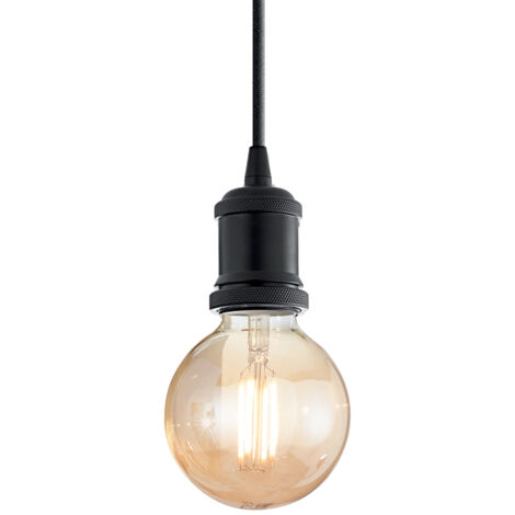 Sospensione Rustica-Country Frida Metallo Nero 1 Luce E27