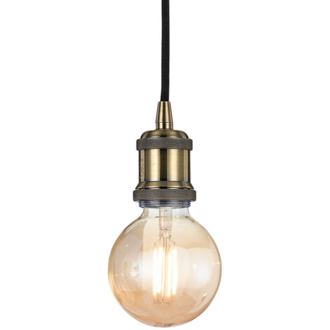 Sospensione Rustica-Country Frida Metallo Ottone Brunito 1 Luce E27