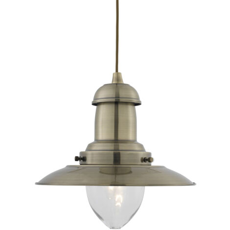 Sospensione Rustico-Country Fisher Man Acciaio Adjustable Vetro 1 Luce E27