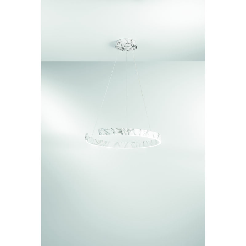 Image of Luce Ambiente E Design - Sospensione semicircolare led navel in metallo effetto marmo con cct 60 cm. - Marmo