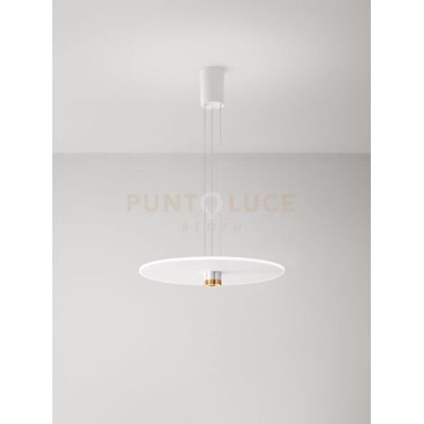 Sospensione Stream in metallo e alluminio bianco e oro con 6 faretti 50W 3500Lm 3000K dimmerabile