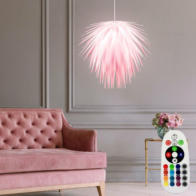 Image of Lampada a sospensione Feder Design RGB LED lampada a sospensione, plastica bianca, cambiacolori 9 watt 806 lumen, DM 49,5 cm, soggiorno sala da pranzo