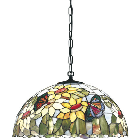 Sospensione Tiffany Vetro Multicolor Chiaro 1 Luce E27