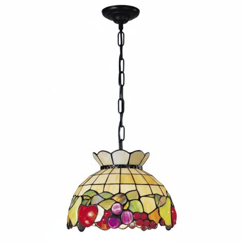 Sospensione Tiffany Vetro Multicolor Fantasia 1 Luce E27