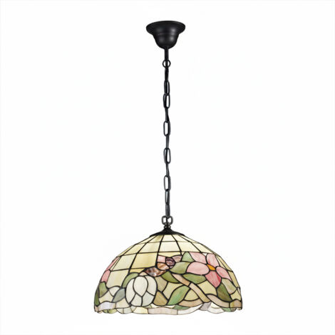 Sospensione Tiffany Vetro Multicolor Scuro 1 Luce E27