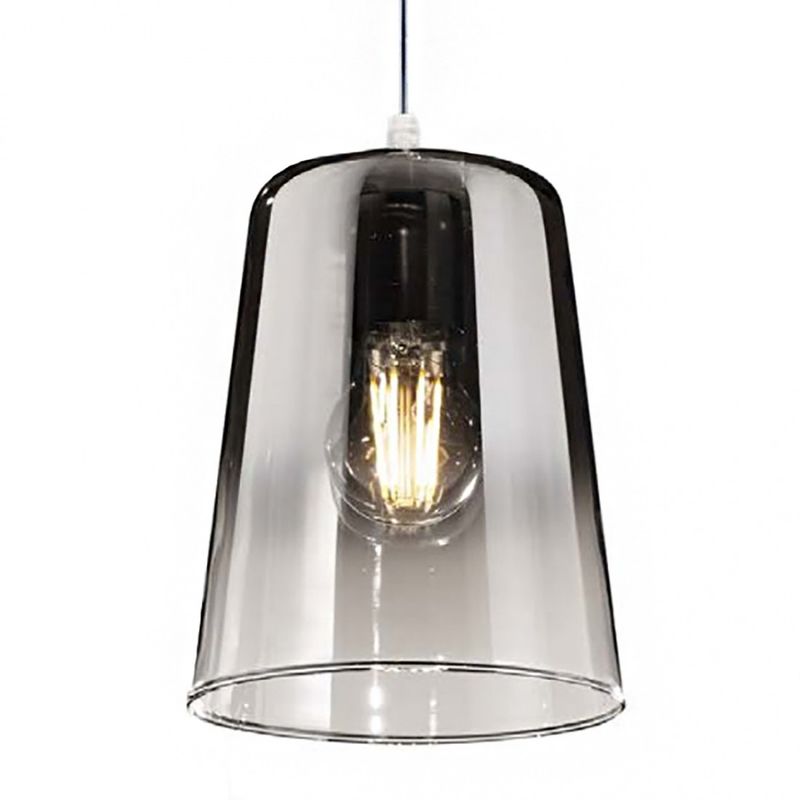 Image of Sospensione top light shaded 1164cr s1 e27 led vetro colorato lampada soffitto moderna, colore cromo