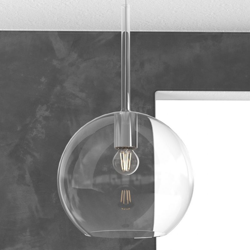 Image of Sospensione tp-future 1155 sg 25cm e27 led vetro pirex soffiato colorato ampolla calata lampadario moderno classico, vetro cristallo
