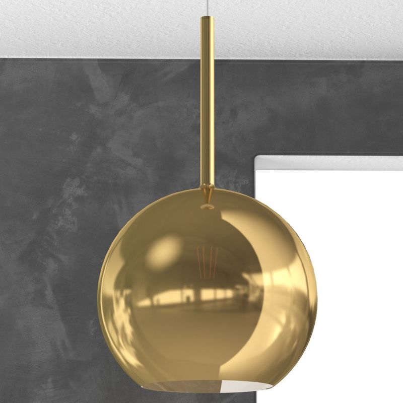 Image of Sospensione tp-future 1155 sg 25cm e27 led vetro pirex soffiato colorato ampolla calata lampadario moderno classico, vetro oro