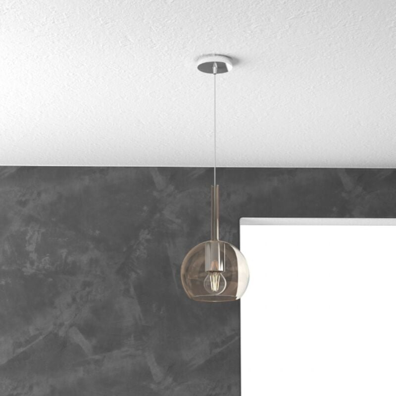 Image of Lampadario moderno top light future 1155cr sm e27 led vetro pirex soffiato sospensione, vetro ambra