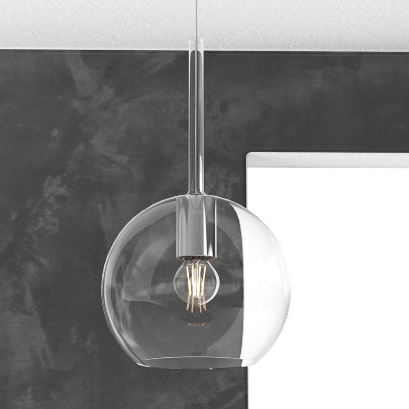 Image of Sospensione tp-future 1155 sm 20cm e27 led vetro pirex soffiato colorato ampolla calata lampadario moderno classico, vetro cristallo