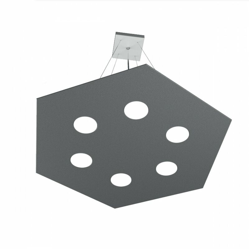 Image of Lampadario moderno top light hexagon 1142 sg+1 gx53 led metallo sospensione, finitura metallo grigio-antracite - Grigio-antracite