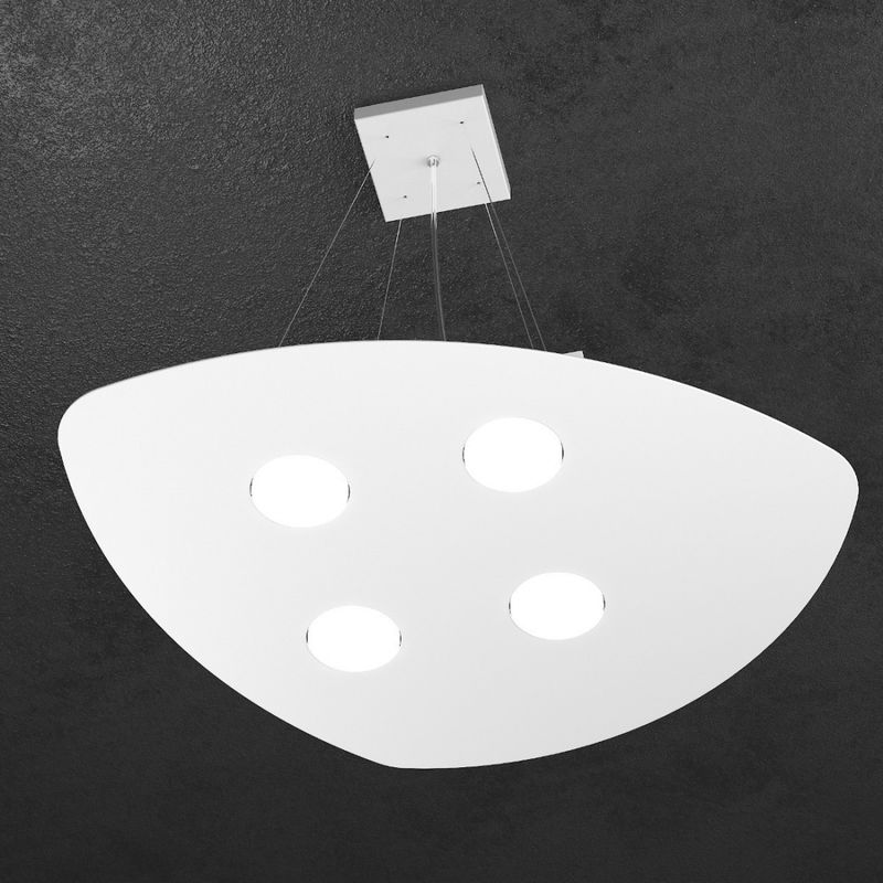 Image of Lampadario moderno top light shape 1143 s4+2 gx53 led metallo sospensione, finitura metallo bianco - Bianco