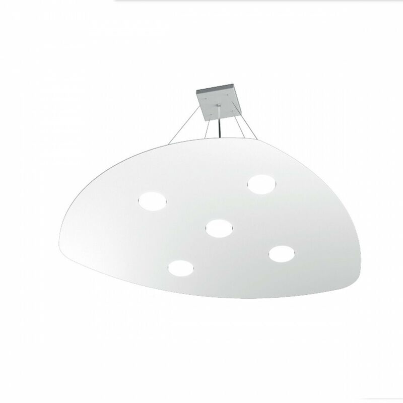 Image of Lampadario moderno top light shape 1143 s5+2 gx53 led metallo sospensione, finitura metallo bianco - Bianco