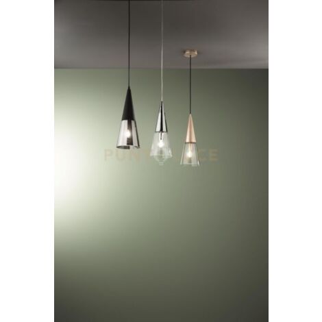 SOSPENSIONE TRENTO 1 LUCE ORO E TRASPARENTE ATTACCO E14 VETRP D.15CM