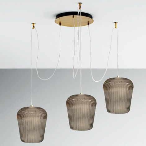 Sospensione vetro ambra gea luce numa bt3 ot e27 led lampada soffitto decentramento classica