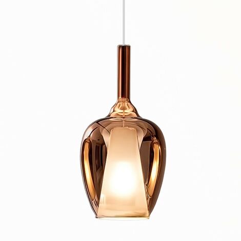 Sospensione vetro rame gea luce ofelia s10 e27 led lampada soffitto