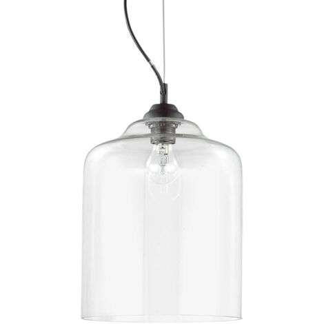 Sospensione Vintage-Decò Bistro' Metallo Trasparente 1 Luce E27 D24