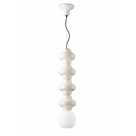 Sospensione Vintage Decò Copacabana 4 Moduli Ceramica Bianca 1 Luce E27