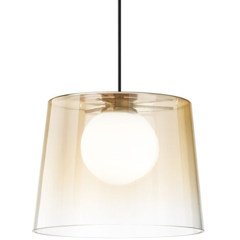 Sospensione Vintage-Decò Fade Metallo Ambra 1 Luce G9 3W 3000K Luce Calda