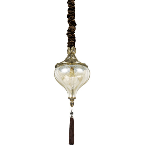Sospensione Vintage-Decò Harem Metallo Ottone Brunito 1 Luce E27