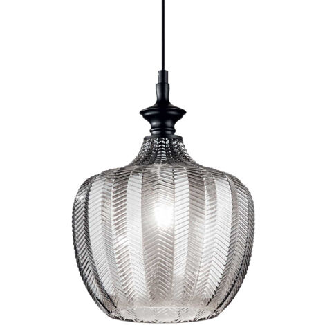 Sospensione Vintage-Decò Lord Metallo Fumè 1 Luce E27