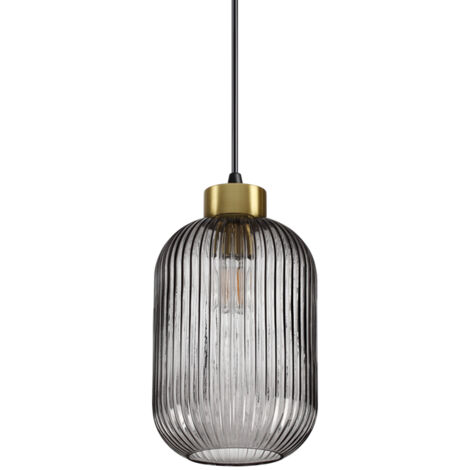 Sospensione Vintage-Decò Mint-1 Metallo Fumè 1 Luce E27
