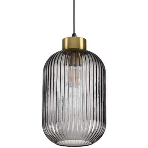 Sospensione Vintage-Decò Mint-3 Metallo Fumè 1 Luce E27