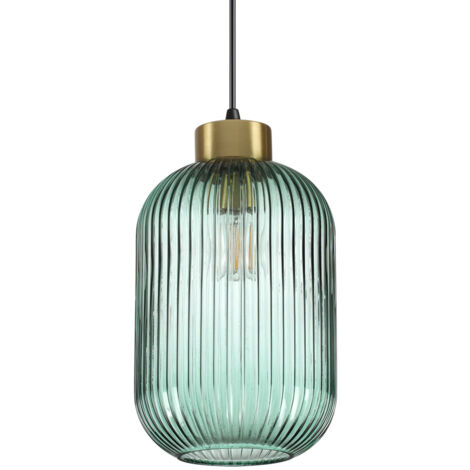 Sospensione Vintage-Decò Mint-3 Metallo Verde 1 Luce E27