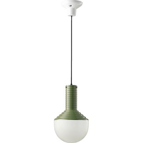 Sospensione Vintage Grande Decò Selaron Ceramica Verde Salvia 1 Luce E27