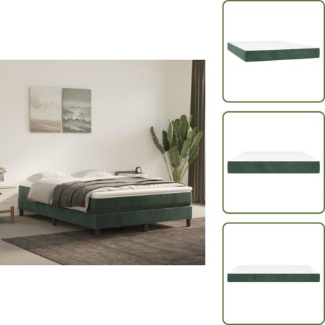 Sostegno medio-duro - vidaXL Materasso a Molle Insacchettate Rigidità Media Verde Scuro 140x200x20 cm in Velluto - Sonno riposante