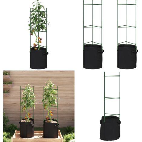 Sostegno Pomodori con Sacchetto Piante 2pz 116 cm Acciaio e PP - Sostegno per piante - Sostegno per steli