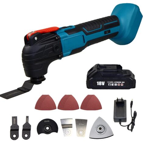 Sostituzione multiutensile cordless,con 1 batteria da 3000 mAh e caricabatterie Accessori da 22 pezzi Velocità variabile e angolo di oscillazione di 4° con motore brushless oscillante,Compatibile con