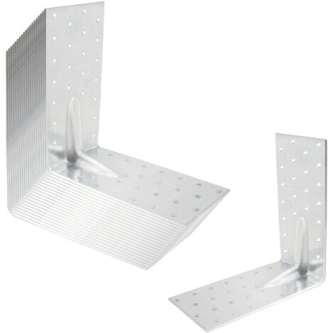 SOTECH 20er Set Bauwinkel Winkelverbinder 90° Materialstärke 2,5 mm Schwerlastwinkel aus feuerverzinkter Stahl Eckwinkel Stahlwinkel mit Sicke (Verstärkung) 150 × 150 × 80 mm