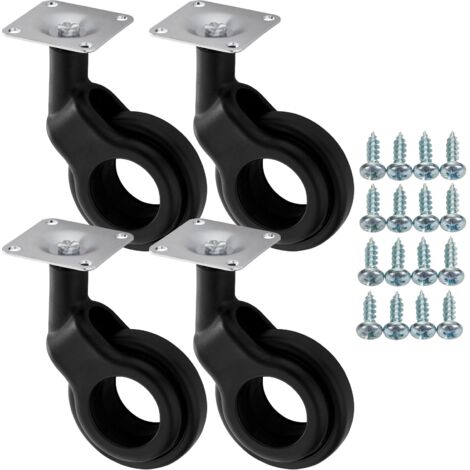 SOTECH 4 Stück Möbelrollen BONN Ø 60 mm schwarz ohne Bremse (Feststeller) inkl. Schraubenset Belastbarkeit bis 120 kg (30 kg pro Transportrolle)