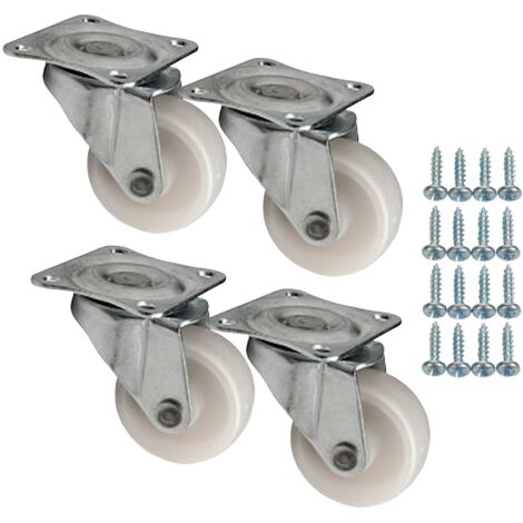 SOTECH 4 Stück Möbelrollen MAINZ Ø 30 mm weiß Lenkrolle inkl. Schraubenset Belastbarkeit bis 48 kg (12 kg pro Transportrolle)