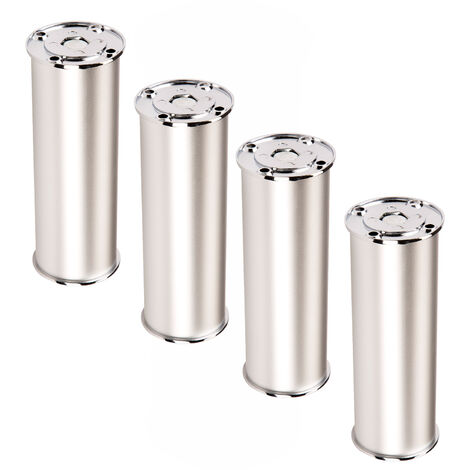 SOTECH 4er Set Möbelfüße RADO (Höhe 200 mm, Ø 50 mm, Aluminium / chrom poliert) höhenverstellbare Stellfüße