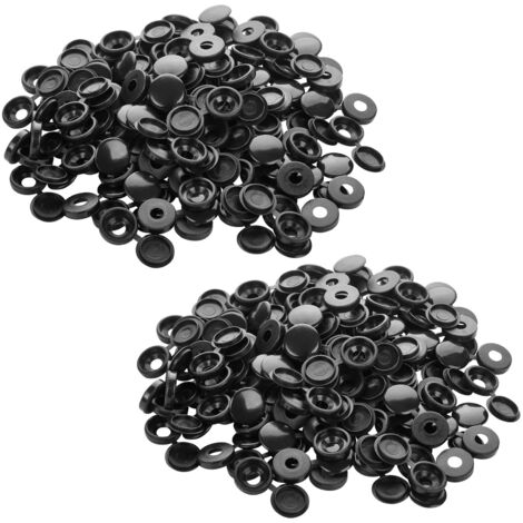 SOTECH Abdeckkappen Ø 13,3 x 3,5 mm für Senkkopf-Schrauben (Panhead-Schrauben mit Flachrundkopf) bis Ø 8,5 mm Kopfdurchmesser, 200 Stück - schwarz