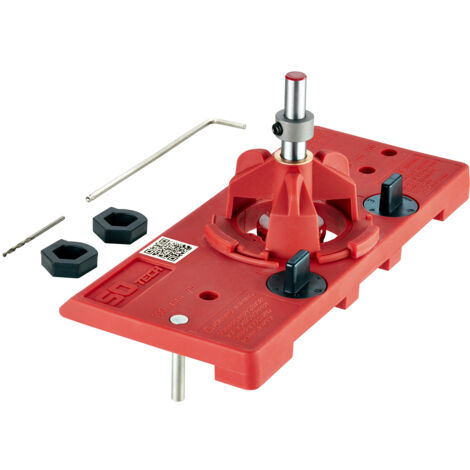 SOTECH Bohrschablone BSK-35-T45 / T52 für Topfband Scharnier mit Forstnerbohrer Ø 35 mm für Topfscharniere