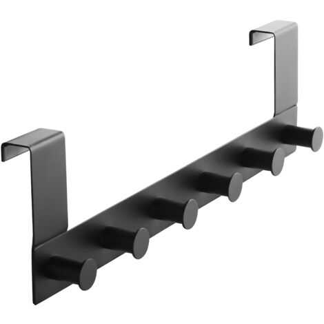 SOTECH Garderobenleiste LINEA 380 x 110 mm, mit 6 Haken Türhaken Edelstahl schwarz matt, für Türen mit Falz max. 16 mm 1 Stück
