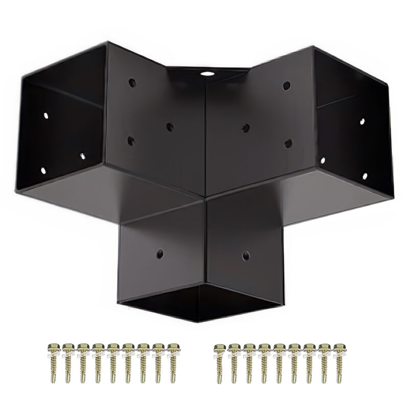 So-Tech Sotech Holzverbinder / Bodenanker Vierkant, Stahl Verzinkt Und Schwarz Pulverbeschichtet Für Höchsten Korrosionsschutz, Eckverbinder 100 X 100 Mm