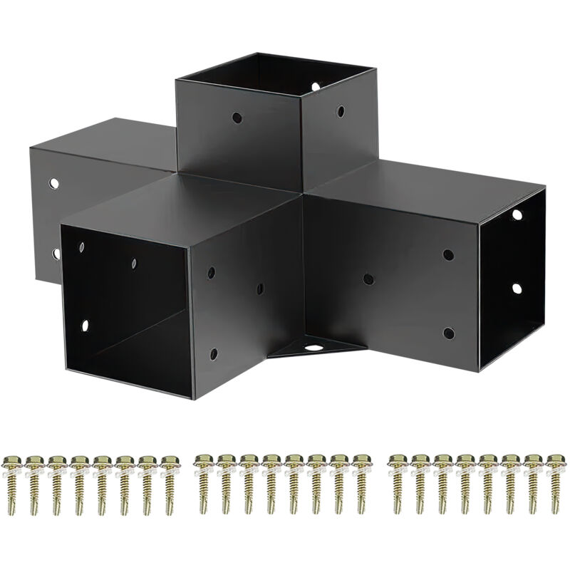 So-Tech Sotech Holzverbinder / Bodenanker Vierkant, Stahl Verzinkt Und Schwarz Pulverbeschichtet Für Höchsten Korrosionsschutz, Mittelverbinder 90 X 90 Mm