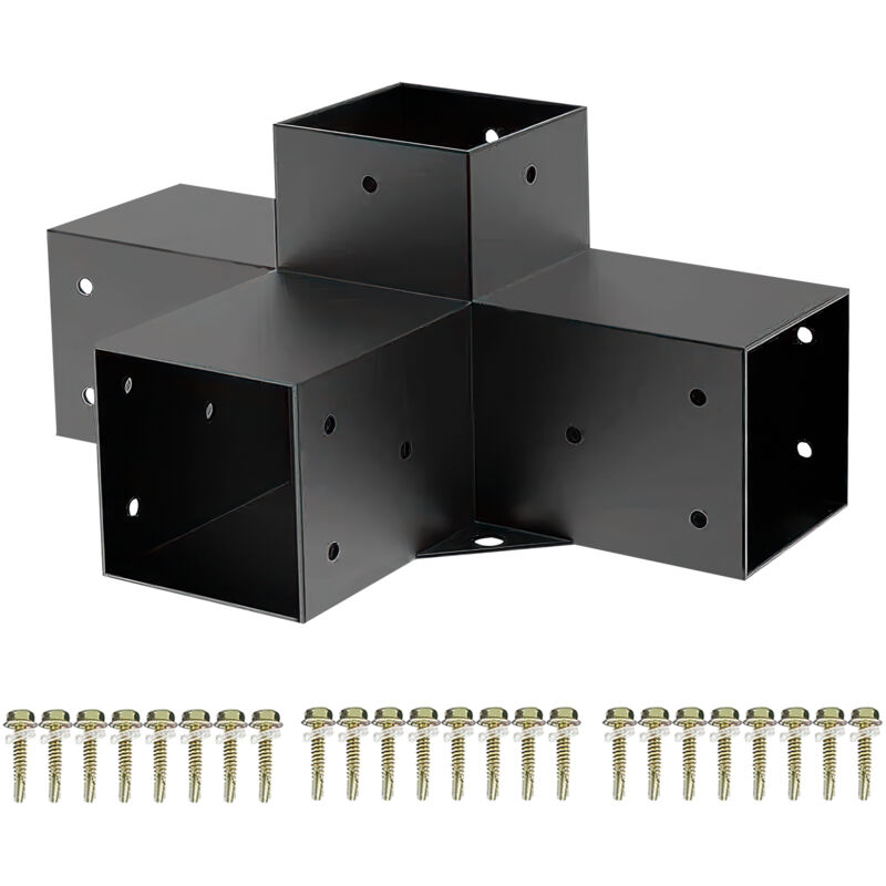 So-Tech Sotech Holzverbinder / Bodenanker Vierkant, Stahl Verzinkt Und Schwarz Pulverbeschichtet Für Höchsten Korrosionsschutz, Mittelverbinder 100 X 100 Mm