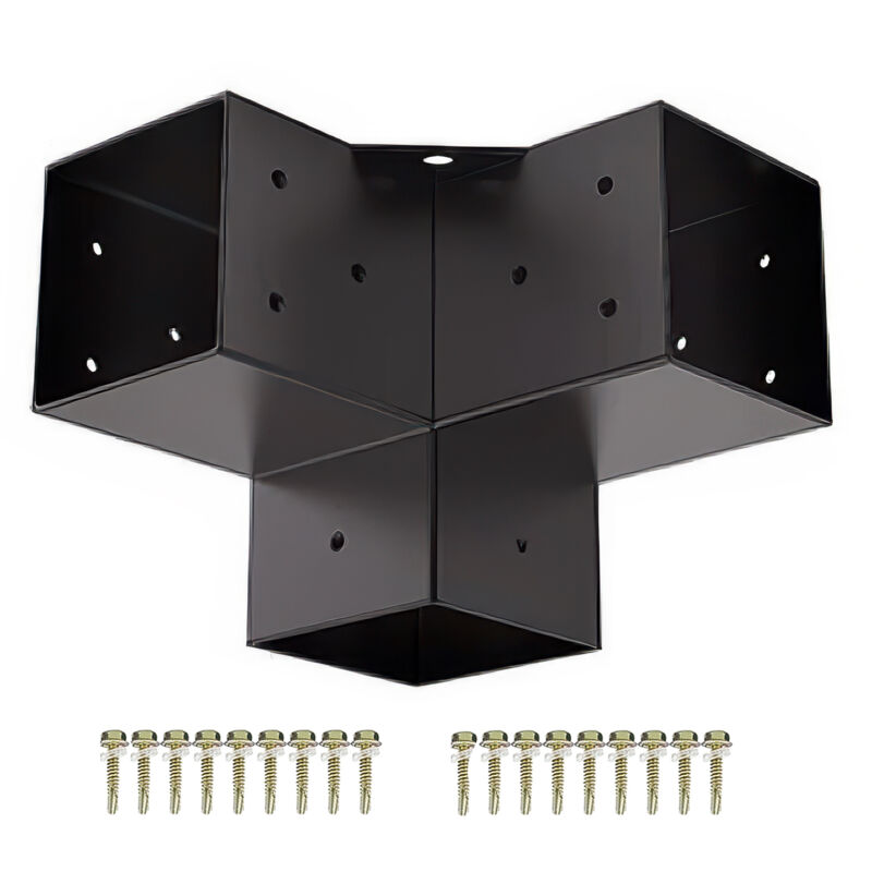 So-Tech Sotech Holzverbinder / Bodenanker Vierkant, Stahl Verzinkt Und Schwarz Pulverbeschichtet Für Höchsten Korrosionsschutz, Eckverbinder 90 X 90 Mm