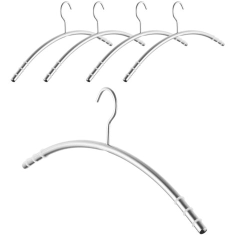 SOTECH Kleiderbügel Edelstahl SS201 gebürstet mit Antirutsch-Ringen Haken 360 Grad drehbar, Rundrohr Ø 12 mm x 433 mm, 5 Stück