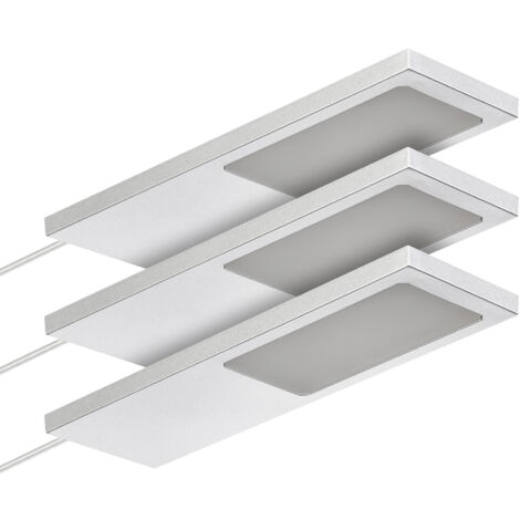 SOTECH LED-Möbelleuchte GIULIA II ohne Sensor silbergrau, 4000K neutralweiß inkl. Trafo & Verteiler, 3er Set
