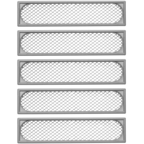 SOTECH Lüftungsgitter zum Einlassen mit Abdeckrand Belüftung Innen und Außen - 5 Stück 172,5 x 41 mm / Einbautiefe: 7 mm Luftdurchlässe mit Rautenlochung