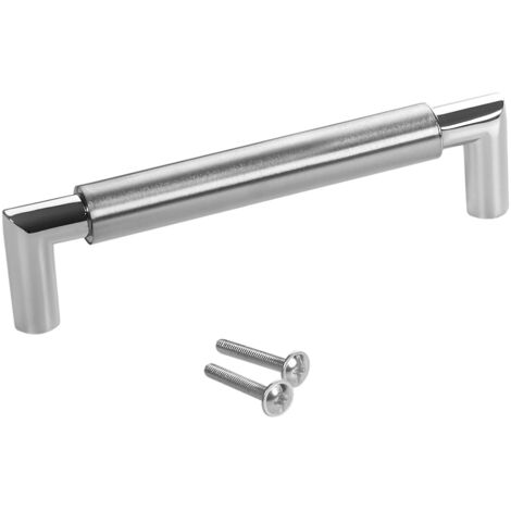 SOTECH Möbelgriff E9 echt Edelstahl Ø 16 mm mit Sockeln aus Metall, silberfarben, BA 128 mm, 1 Stück